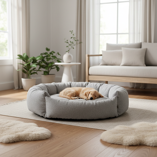 Gemütliches Hundebett im Scandi-Design in Grau